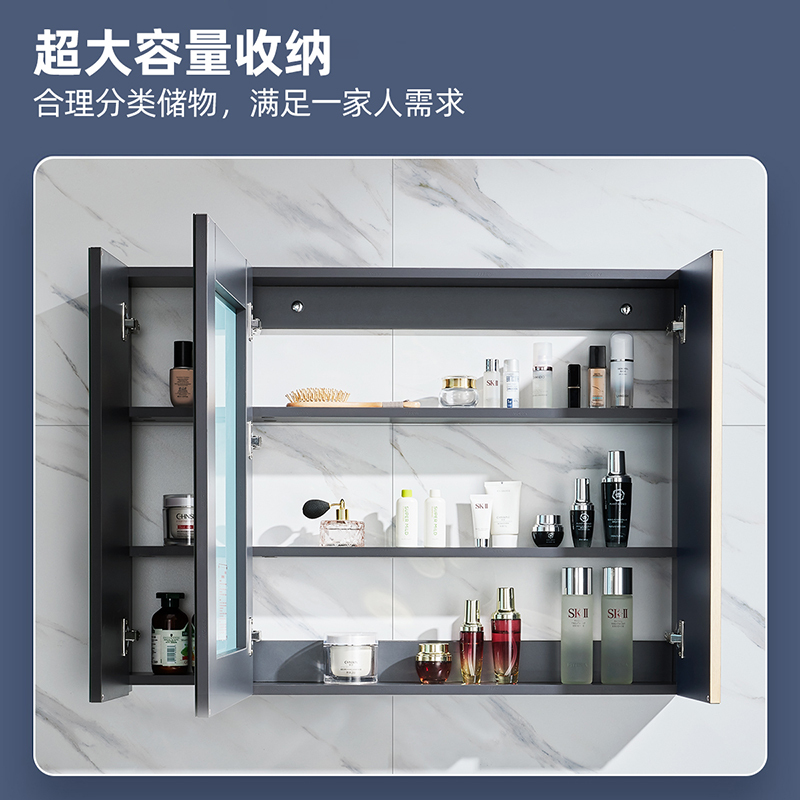 箭牌卫浴( ARROW )卫浴家具卫生间浴室柜组合 现代简约风格实木浴室柜 兰屿系列高清镜柜大收纳容量洗手盆卫浴套装