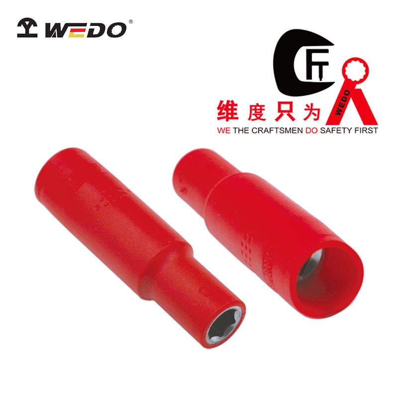 WEDO维度工厂直供3/8“注塑绝缘公制加长套筒绝缘长套筒耐压1000V WEDO8112 红色 8mm