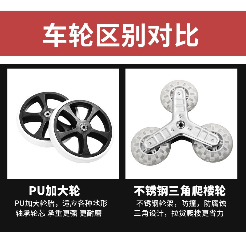 三维工匠买菜车小拉车轻便铝合金爬楼折叠便携家用手推拉杆拖车老人购物车 三 太空黑[铝合金车架/买菜/拉货/可折叠家用拖车