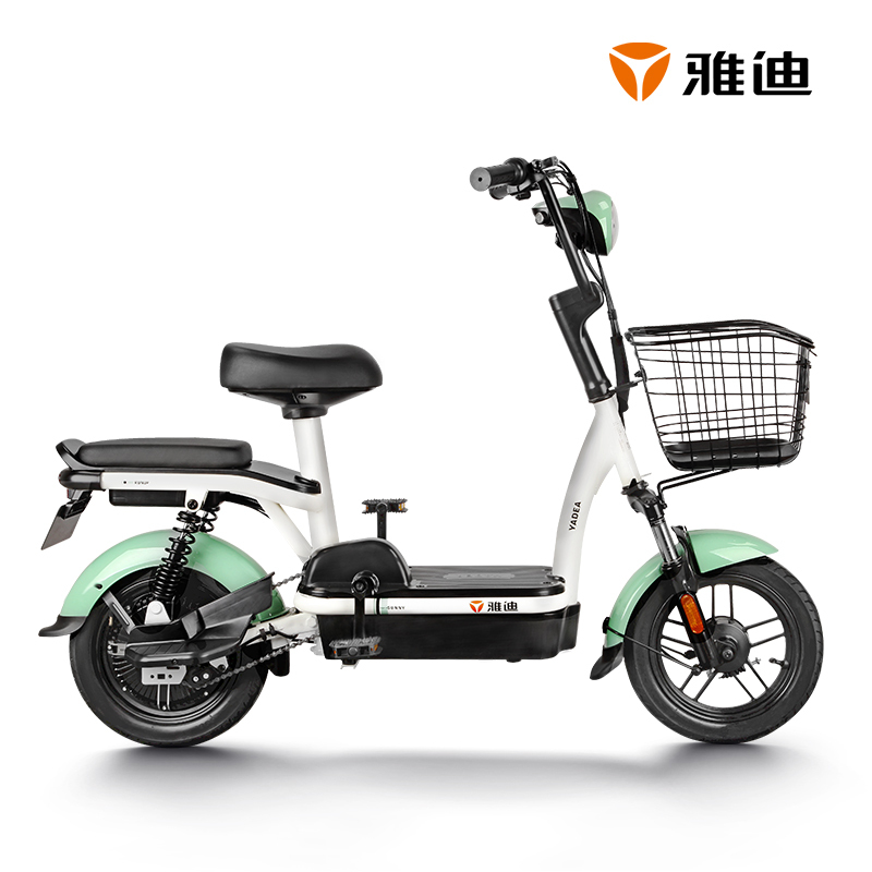 雅迪电动车2020新款铅酸小金果48V电瓶车踏板代步电动自行车 小金果牛油果绿