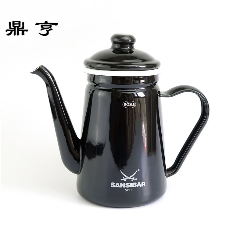 鼎亨1.1L珐琅搪瓷手冲咖啡壶茶壶花茶壶细口油壶电磁炉燃气通用