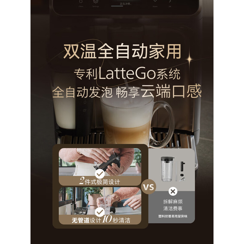 飞利浦(PHILIPS)新5系ultra意式全自动家用咖啡机 研磨一体冷热双萃3s速启 一键22种风味 EP5548高清大图