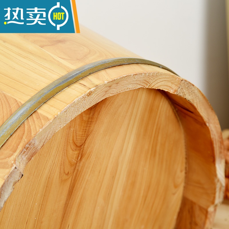 JING PING泡脚桶木质40cm高深桶泡脚盆木桶家用实木过小腿木头制足浴洗脚桶高清大图