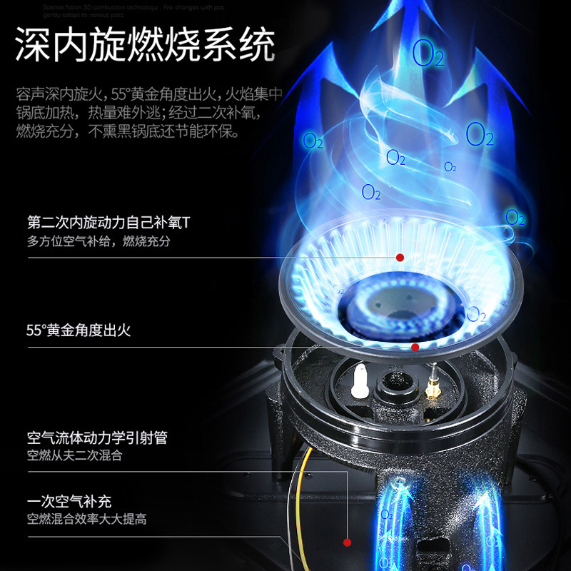 容声(RONGSHENG)燃气灶JZY-Q304A 三层防爆钢化玻璃 热电偶熄火保护 4.2KW大火力 液化气