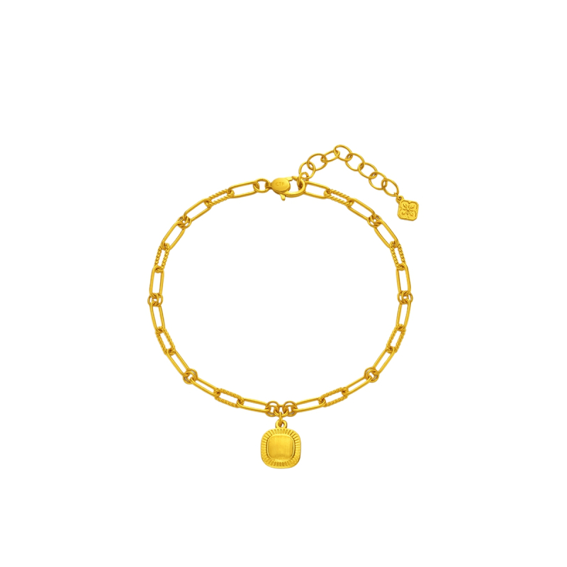 周大福流金岁月系列复古小面包足金黄金手链女工费920计价f232585520