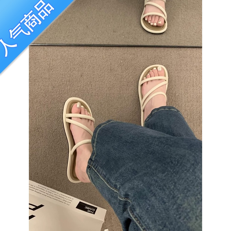 SUNTEK法式晚风舒适软底凉拖鞋女外穿2023年新款夏季度假风海边沙滩凉拖高清大图