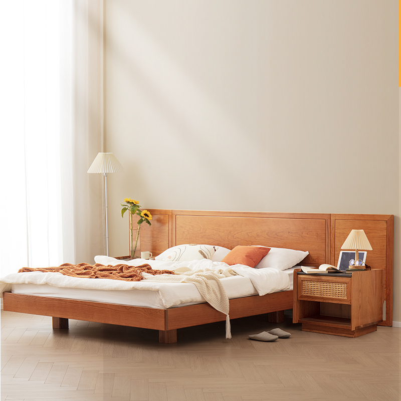 木作光阴 实木床现代简约1.8米主卧大床单人床全实木樱桃木床架