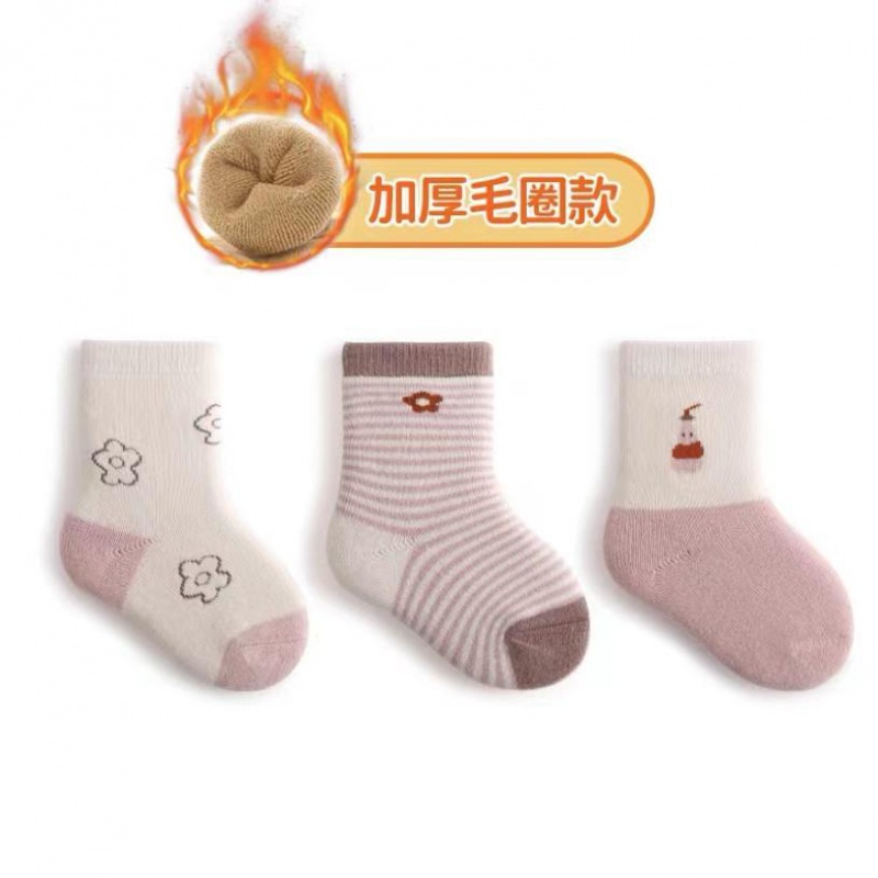 婴儿袜子秋冬儿童加厚棉长筒初生儿春秋高筒加绒中筒袜高清大图