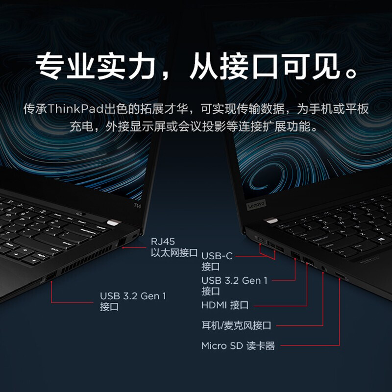 联想笔记本ThinkPad T14(00CD)AMD锐龙Pro 14英寸高性能轻薄本商务办公(R5-5650U/16G/512G/高清屏)