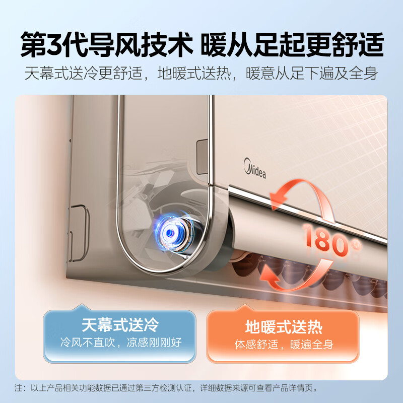 美的空调 2匹旋耀 壁挂式空调 大风量客厅商铺挂机 一级能效空调 以旧换新 政府补贴 KFR-50GW/N8MXA1