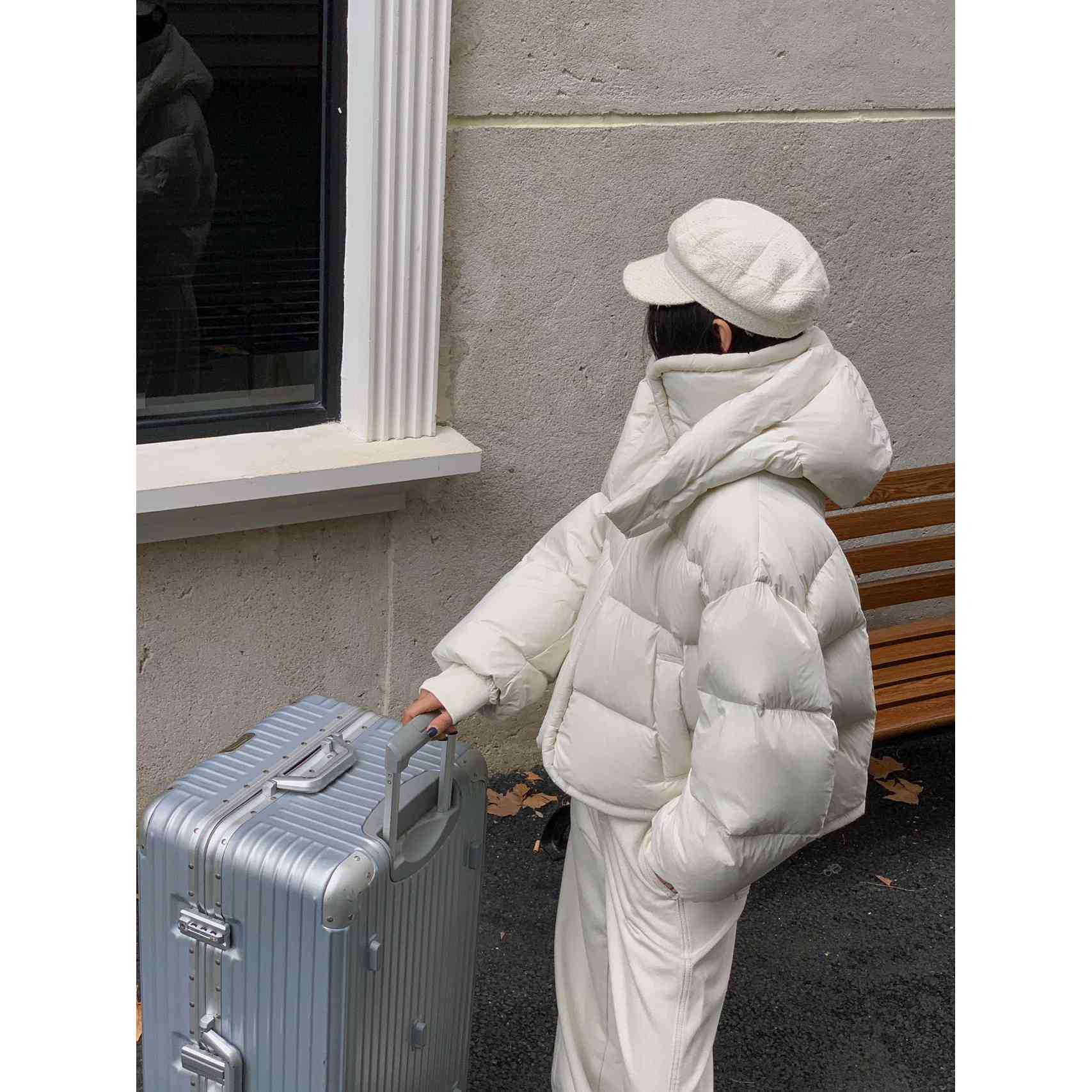 2025年冬季纯色宽松外套新款时尚韩版面包棉服加厚保暖棉衣高清大图