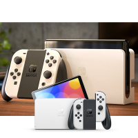 Nintendo Switch任天堂 OLED版主机(白色)+马力欧派对游戏卡带+疯狂的兔子卡带 家用游戏机