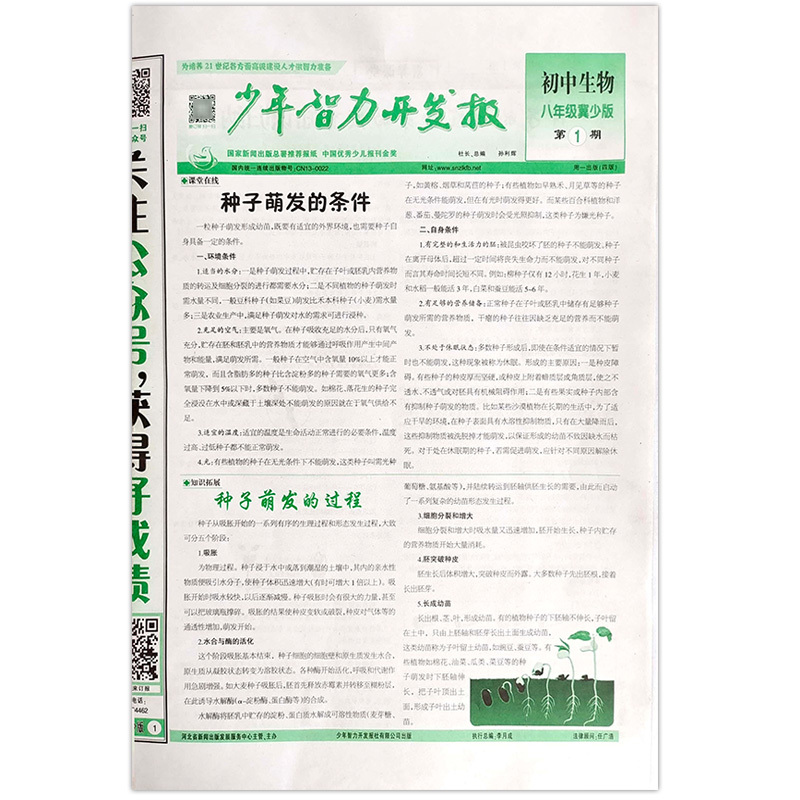 8年级冀少生物+人教地理 1-14期 [正版]2023少年智力开发报冀少湘教版7七8八9九年级上下册生物地理人教版初中文