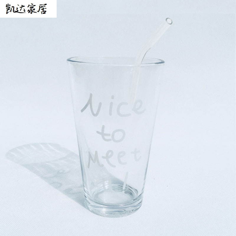 加厚大容量玻璃杯女学生透明杯奶茶杯家用创意早餐杯子果汁杯家居器皿生活日用 精选特买
