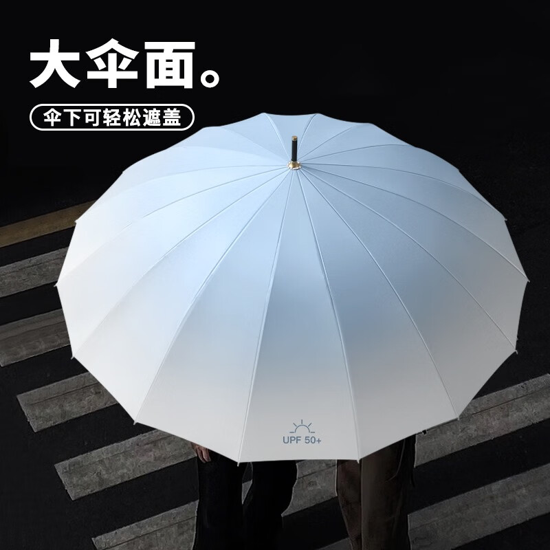 美度(MAYDU)16骨渐变色雨伞长柄防风晴雨伞两用黑胶防晒女遮阳伞M1612高清大图