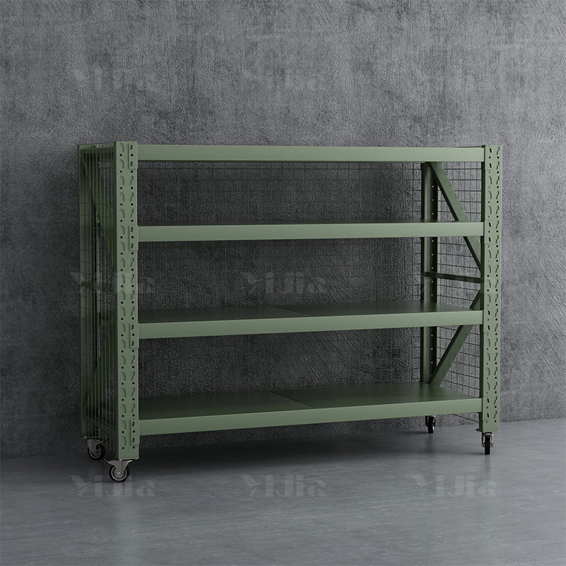 翌嘉 YJ4041222可移动货架库房置物架带轮重型货架四层后背带网2000*800*1600mm/300kg