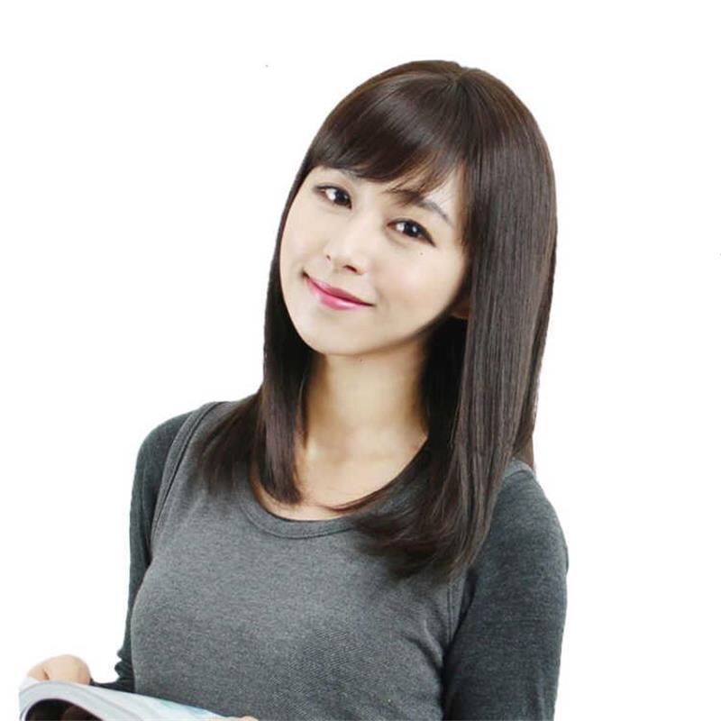假发女长发中长直发自然全头套圆脸时尚修脸女士假头发套真人发丝补发