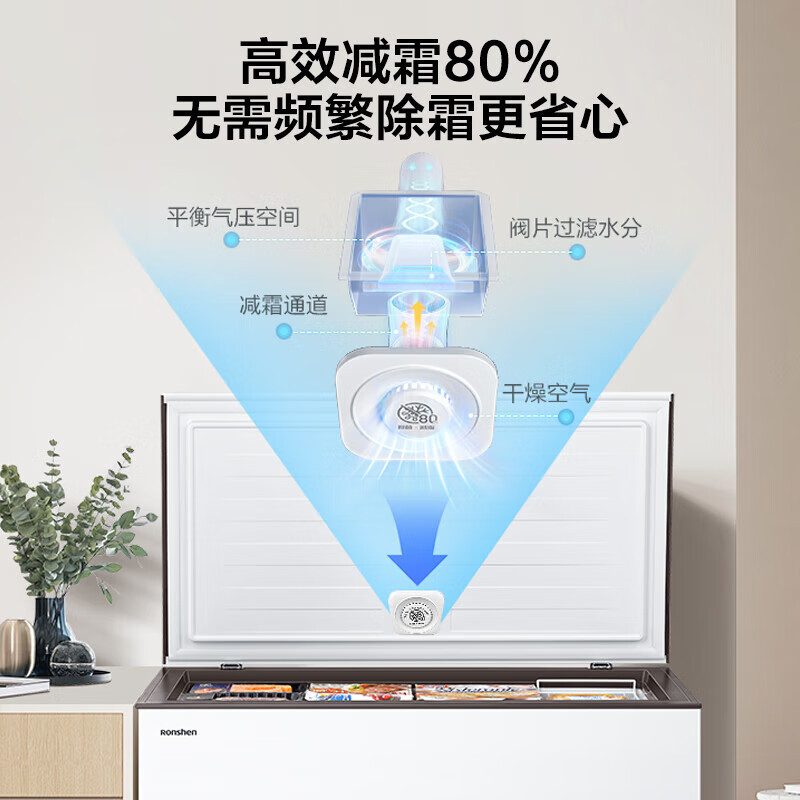 [官方正品]容声300升冰柜减霜大容量卧式冷柜家用冷藏冷冻一级能效厨房囤货冰箱BD/BC-300ZMSM以旧换新高清大图