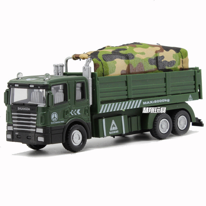 合金战车军事运输车模型玩具回力音乐闪光功能