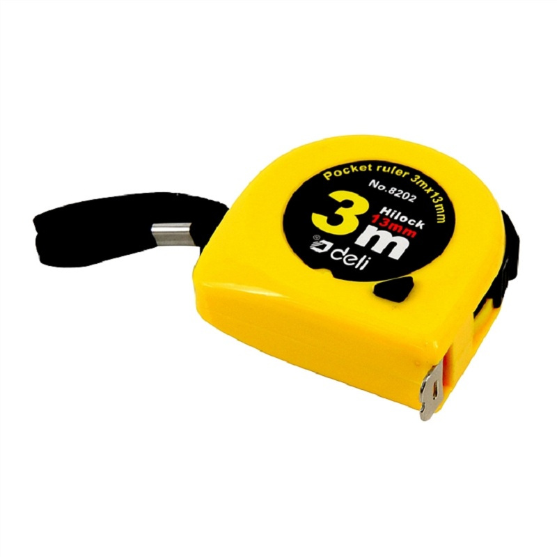 得力deli8202黄色3m13mm金属钢卷尺计价单位把by