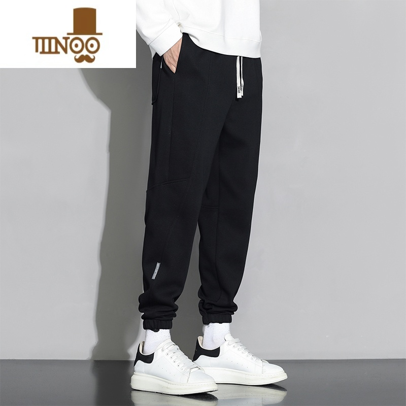 YANXU简约休闲卫裤男士宽松夏季潮流百搭束脚秋季运动工装裤子高清大图