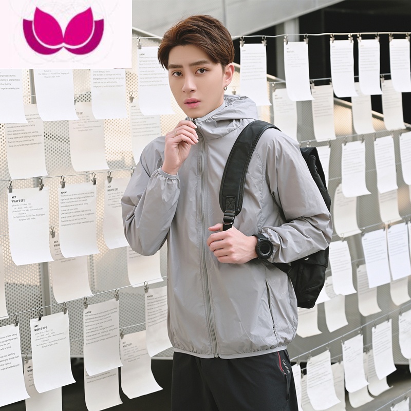 七斓超薄透气衣男2022夏季薄款男装夹克男士运动防风衣外斓 XL/110-120斤 灰色