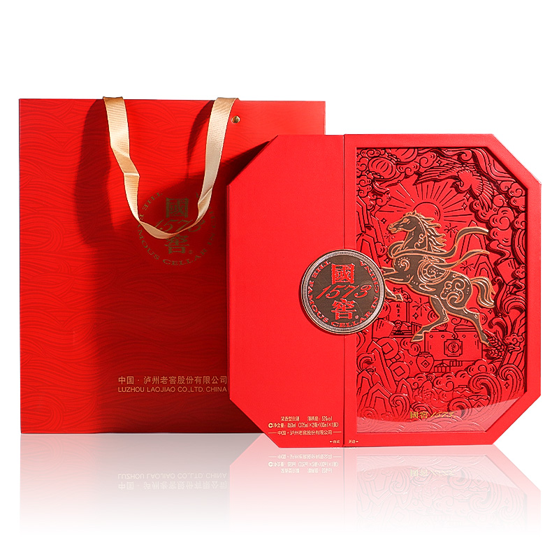 泸州老窖 国窖1573马年礼盒(国窖52度375ml*2+中国品味100ml)*1盒 浓香型白酒礼盒高清大图