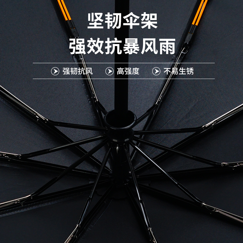 红叶全自动10骨双龙骨雨伞双人抗风商务伞黑胶防晒晴雨两用伞D2775高清大图