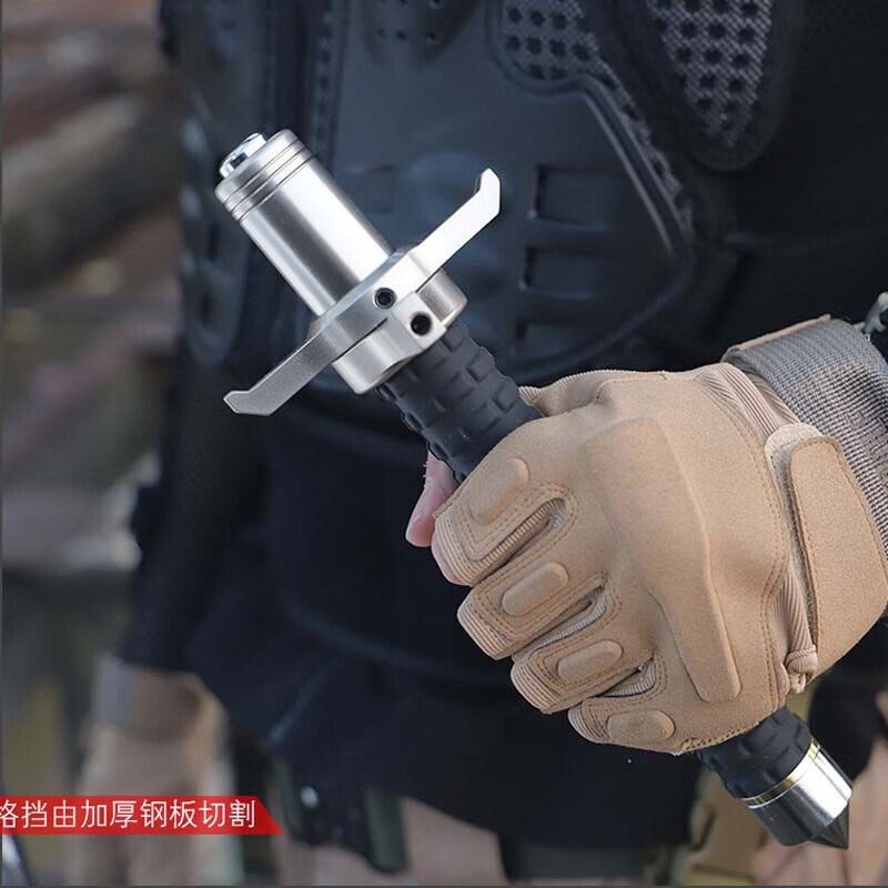 龙盾 实心打狗棒随身伸缩棒安防安保格挡棍26寸黑 银全长65CM
