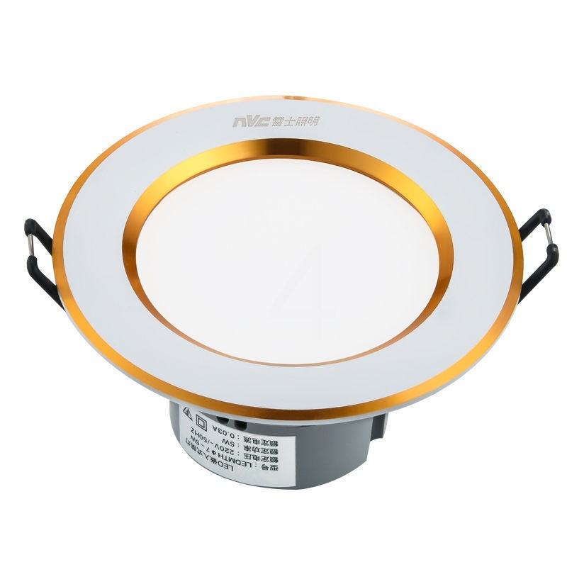 4W金边暖白光开孔6.5-7.5 雷士照明led筒灯4W6W8W超薄洞灯客厅吊顶天花灯嵌入式桶灯