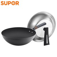 苏泊尔(SUPOR)炒锅铁锅无涂层炒菜锅有钛真不锈炒菜家用老式铁锅健康燃气灶适用 EC32AH01 送304铲