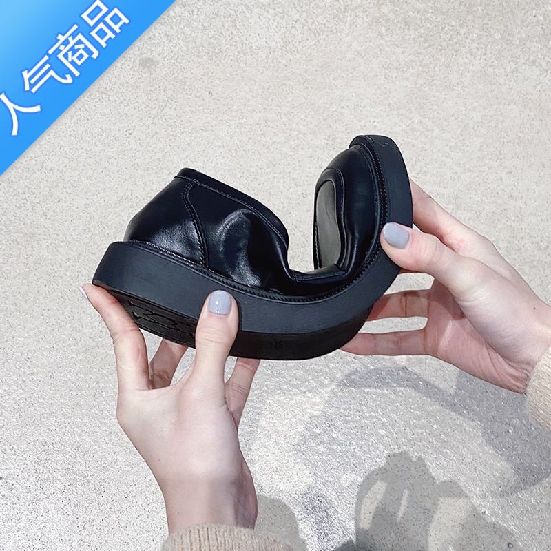 SUNTEK软底平底乐福鞋女单鞋小皮鞋JK鞋2023春季新款坡跟英伦风复古防滑高清大图
