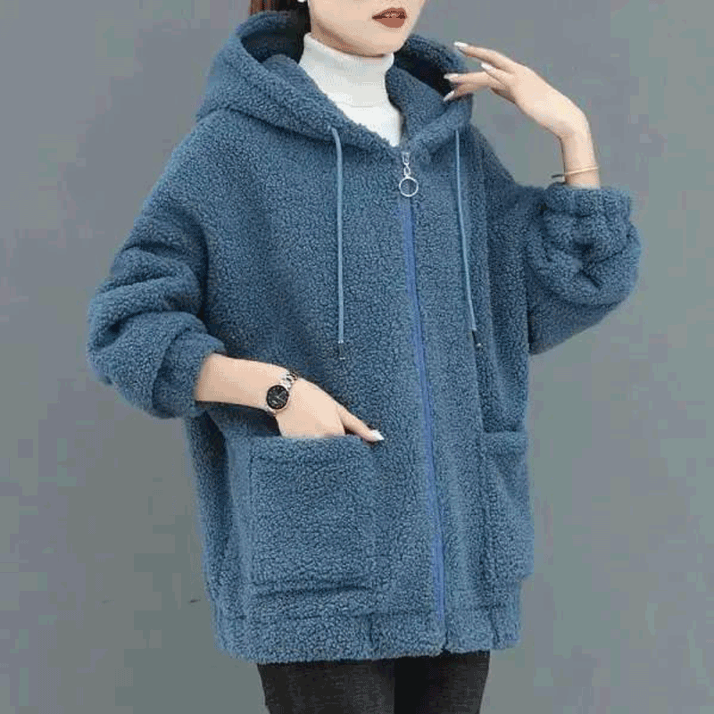 2021新品加绒卫衣女潮流青年连帽大码加绒加厚冬季时尚韩版保暖开衫