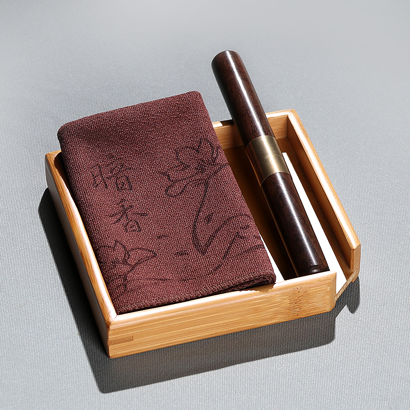 百鸿普洱赏茶盒黑檀茶针茶刀茶锥茶艺茶巾茶饼茶盒楠竹茶奉功夫茶具