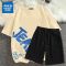真维斯运动套装男2022年夏季韩版潮流T恤轻薄冰丝五分中裤两件装