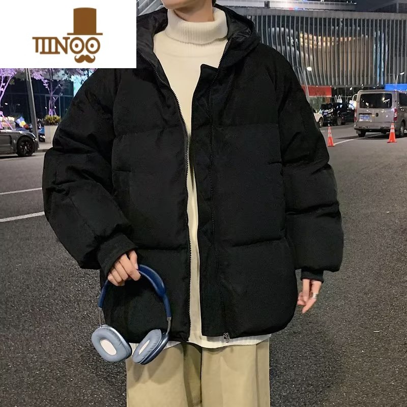 YANXU港风棉衣男款潮牌ins冬季加厚大码潮流冬装纯色面包棉服棉袄外套高清大图
