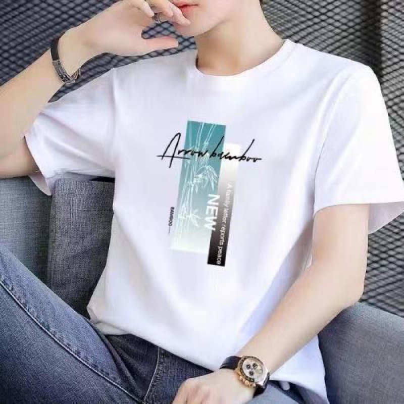 长绒棉男士短袖T恤男女2024款棉纯色圆领白色打底衫外T高清大图