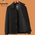 啄木鸟爸爸秋装中年毛呢夹克男士外套春秋季中老年呢子上衣50岁6上 185/96A适合130-145斤 咖啡色