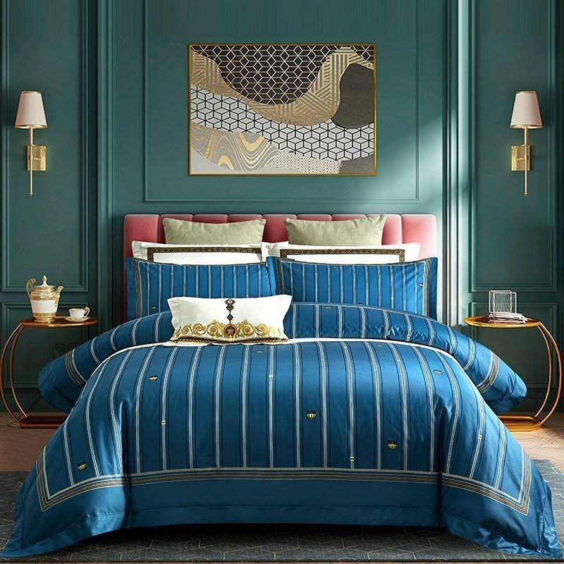 家柏饰corated140支长绒棉四件套全棉全棉欧式5d数码印花床单被套轻奢