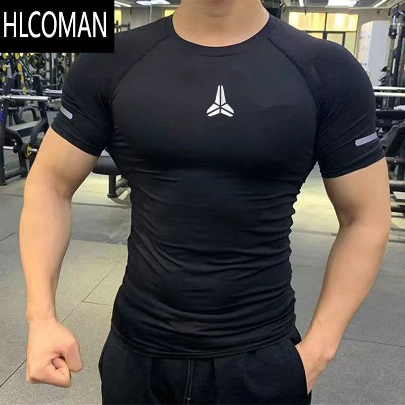 HLCOMANPRO高弹运动紧身衣服男短袖速干t恤跑步健身篮球田径训练打底上衣图片