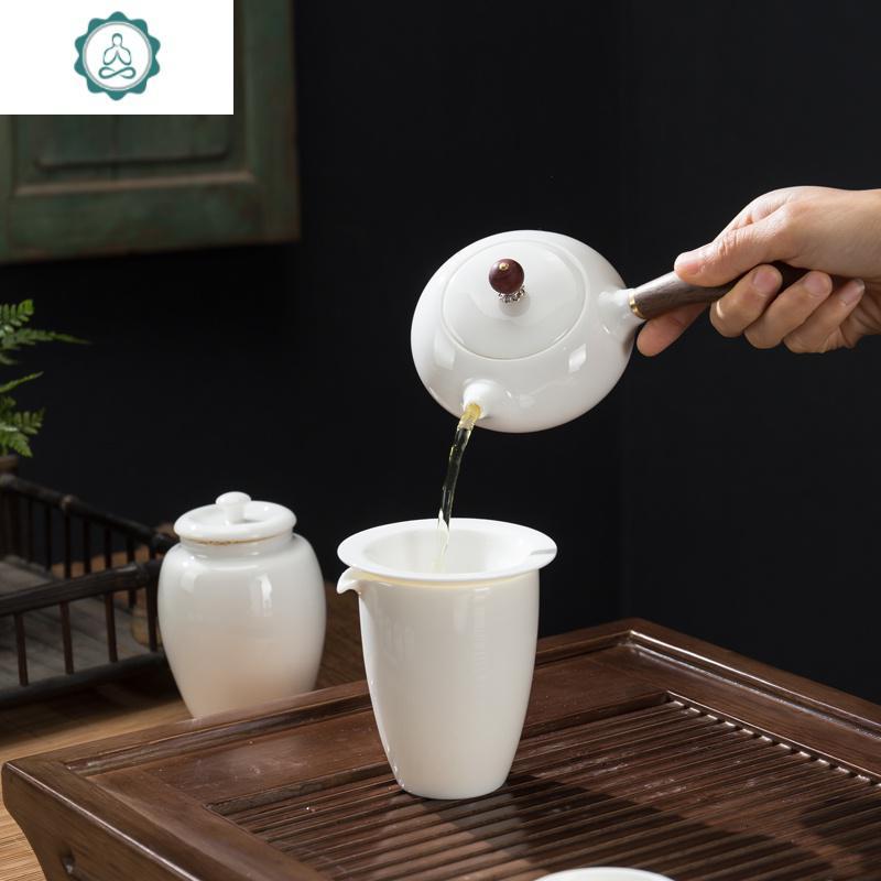 德化羊脂玉瓷功夫茶具套装家用茶盘白瓷盖碗茶壶茶杯中式禅意办公 封