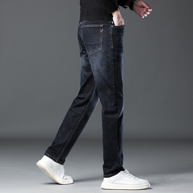 秋冬新款裤子牛仔男舒适百搭有型直筒裤男士韩版休闲弹力厚款长裤