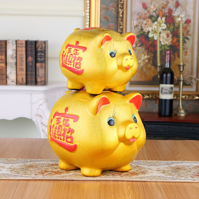 金猪存钱罐储蓄储钱小猪不可取大人用家用儿童创意只进不出大容量 三维工匠 32厘米单个[可存可取]送烫金垫储蓄罐高清大图