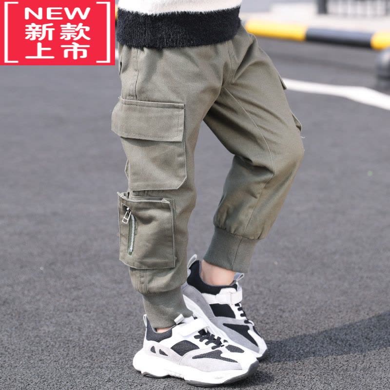 可莉允儿童装男童加绒裤子秋冬款2022新款冬装保暖棉加厚中大童工装裤潮保暖裤图片