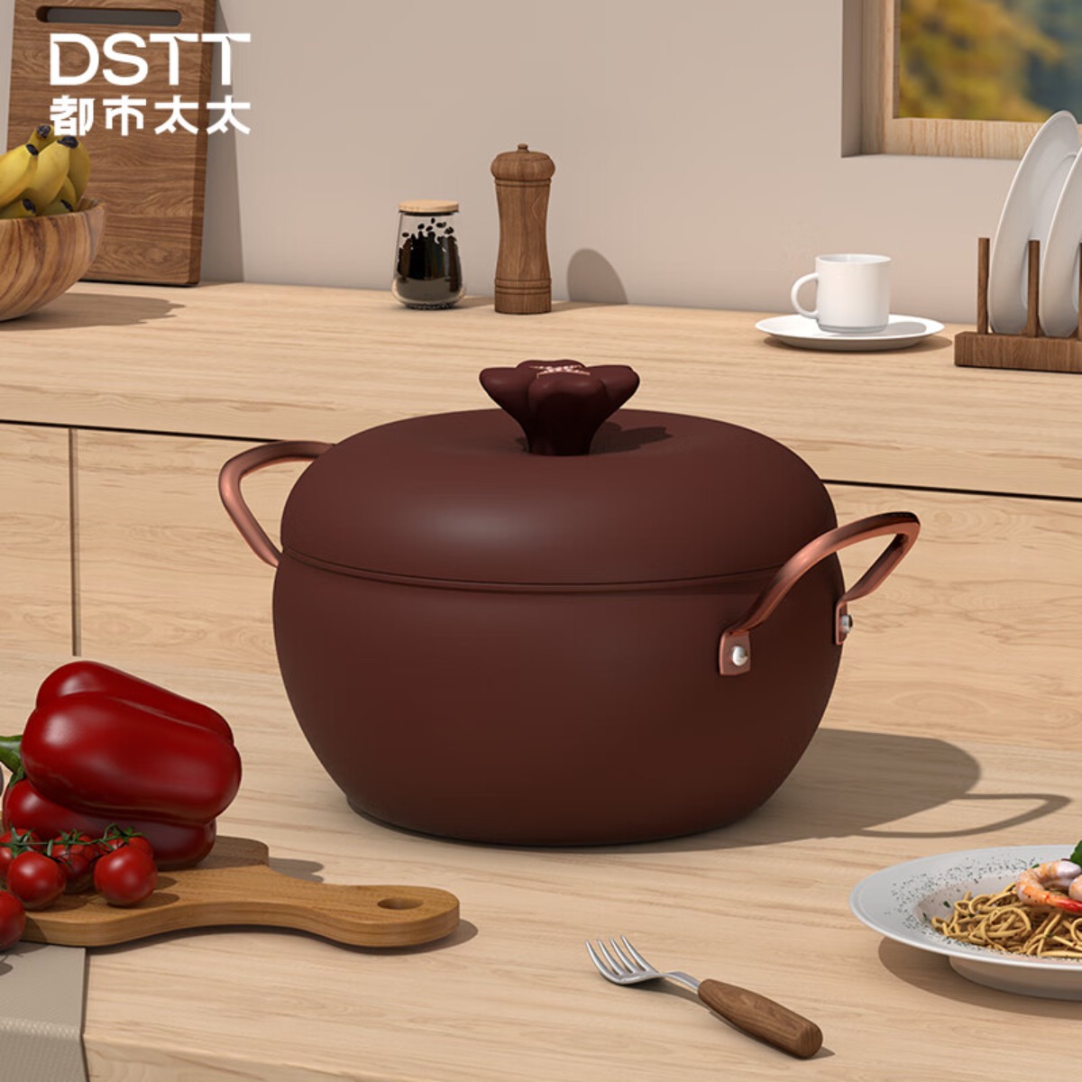 都市太太(Dstt)朱泥西施·紫砂料理锅具两件套DSTC2408高清大图