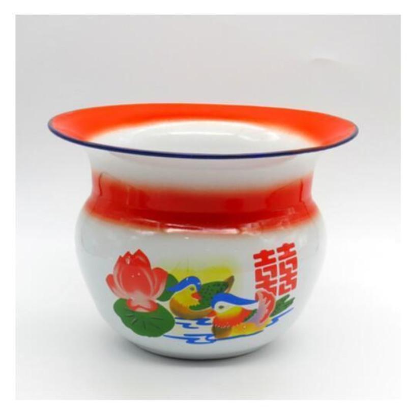 不带盖矮痰盂 搪瓷高脚痰盂尿盆儿童老人坐便老式搪瓷痰盂加厚卧室