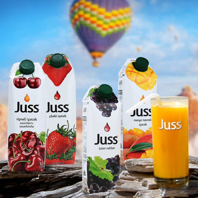 JUSS圣可果汁饮料1L*4瓶礼盒装土耳其进口樱桃汁草莓汁葡萄汁芒果汁4口味 酸甜可口大容量聚餐备用送礼选择