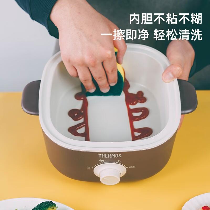 膳魔师(THERMOS) 多功能锅电火锅 EHA-4333A 可可棕2.5L 蒸煮煎炒涮 带蒸屉高清大图