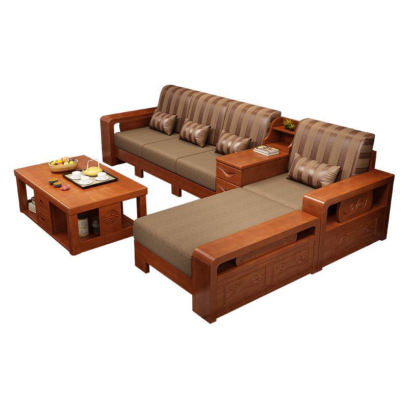 全实木沙发组合客厅闪电客小户型木质木制贵妃木头木沙发农村新中式