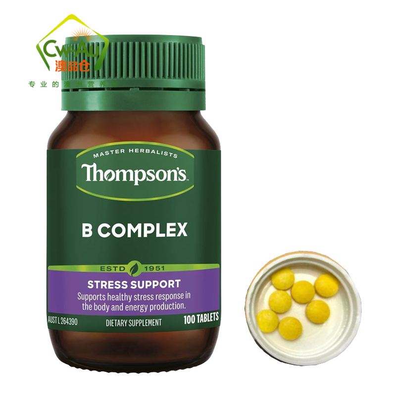 汤普森 Thompson’s 复合维生素B 100粒 1瓶装 片剂(膳食营养补充剂)澳洲进口高清大图